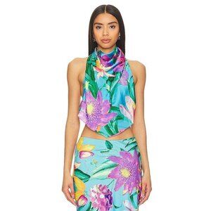 Floral Halter Top - Blue and Purple